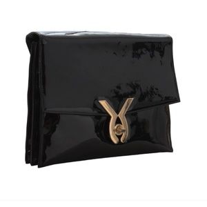 Milch Bag Clutch Black Patent Leather Oversized Rare Vintage 1950s